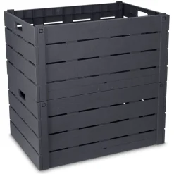 Rangement|Gifi Casier pliant imitation bois gris foncé