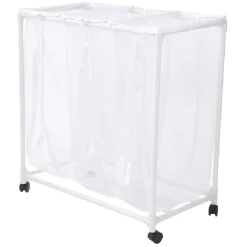 Entretien Du Linge|Gifi Chariot buanderie sur roulettes 3 filets blancs