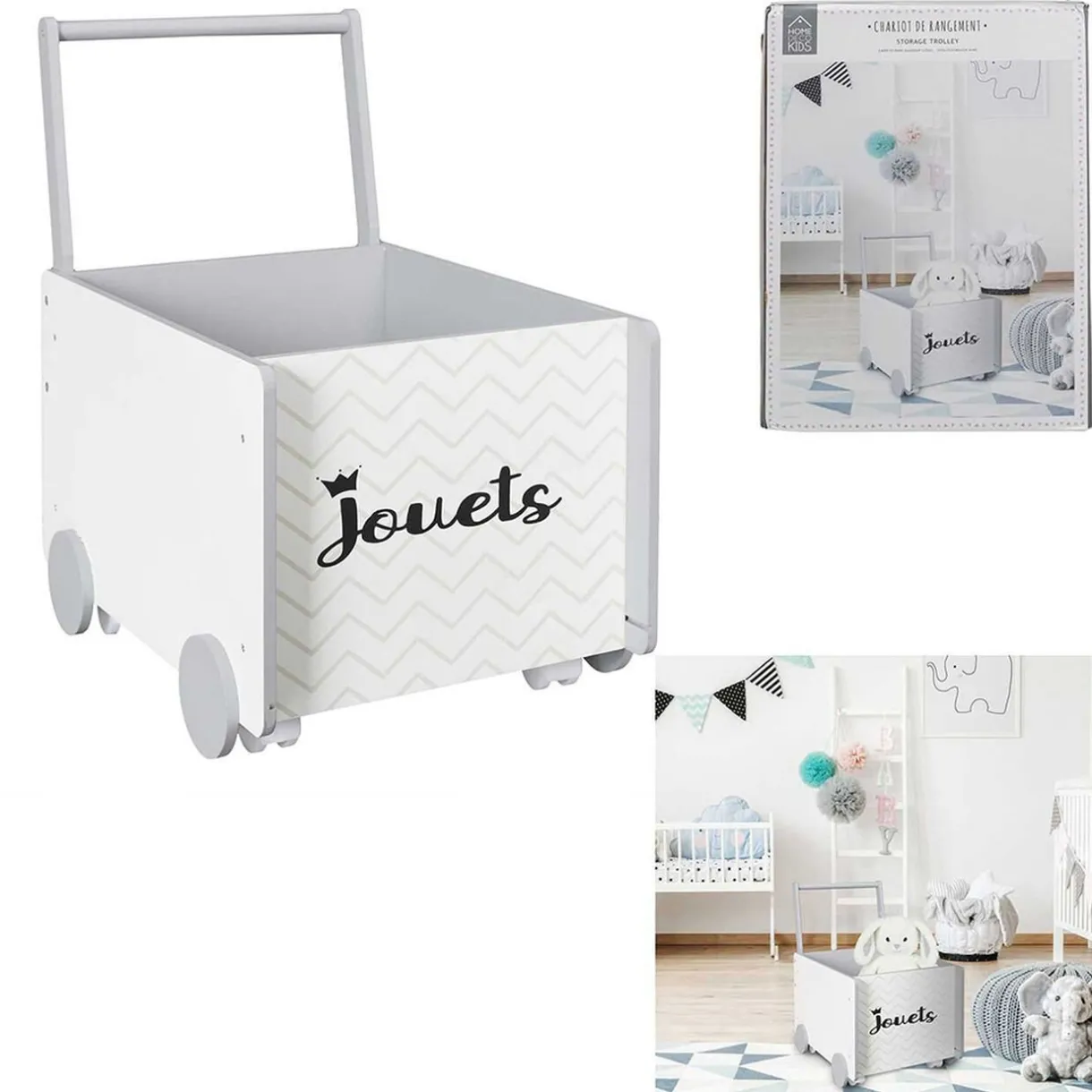 Rangement|Gifi Chariot de rangement garçon Jouets blanc et gris 35x47xH47,50cm