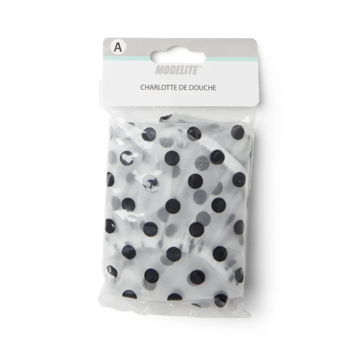 Discount Gifi Charlotte de douche à pois plastique blanc et noir