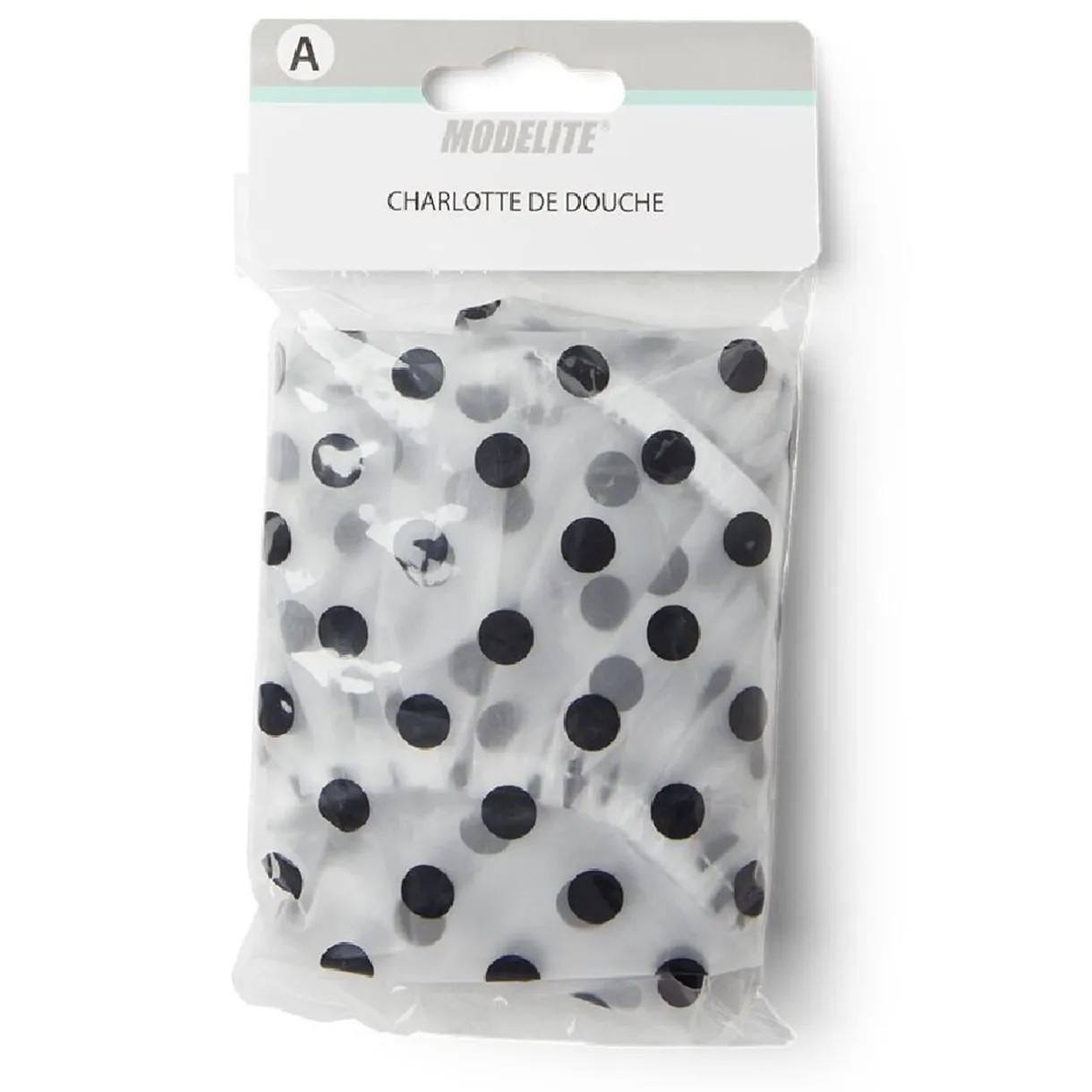 Discount Gifi Charlotte de douche à pois plastique blanc et noir