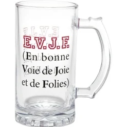 Chope à bière verre transparent inscription Champion de levée de coude^Gifi Discount