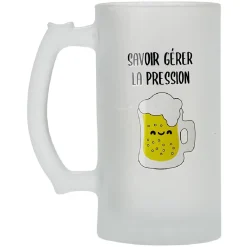 Chope en verre imprimé bière humour^Gifi Outlet