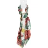 Best Gifi Chouchou foulard fleur motif printanier blanc jaune rouge