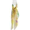 Discount Gifi Chouchou foulard jaune motif tropical vert et corail