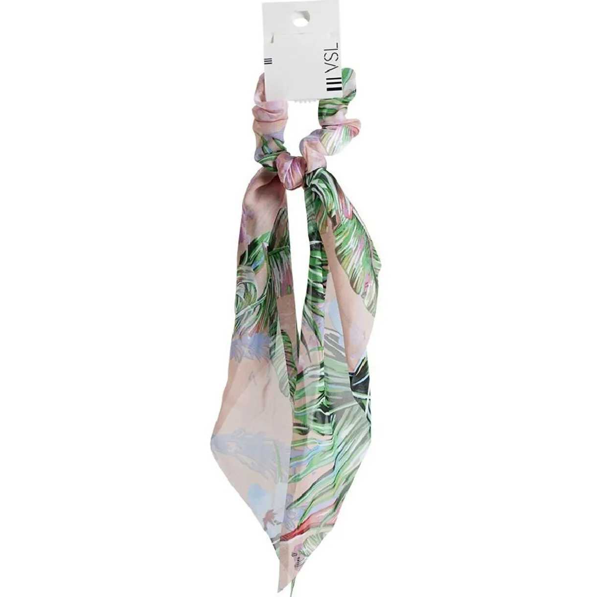 Gifi Chouchou foulard rose motif tropical vert et bleu