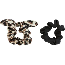 Clearance Gifi Chouchou noeud noir et motif léopard x 2