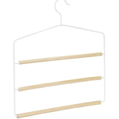 Rangement|Gifi Cintre à pantalon 3 niveaux bois et acier blanc 35x35cm