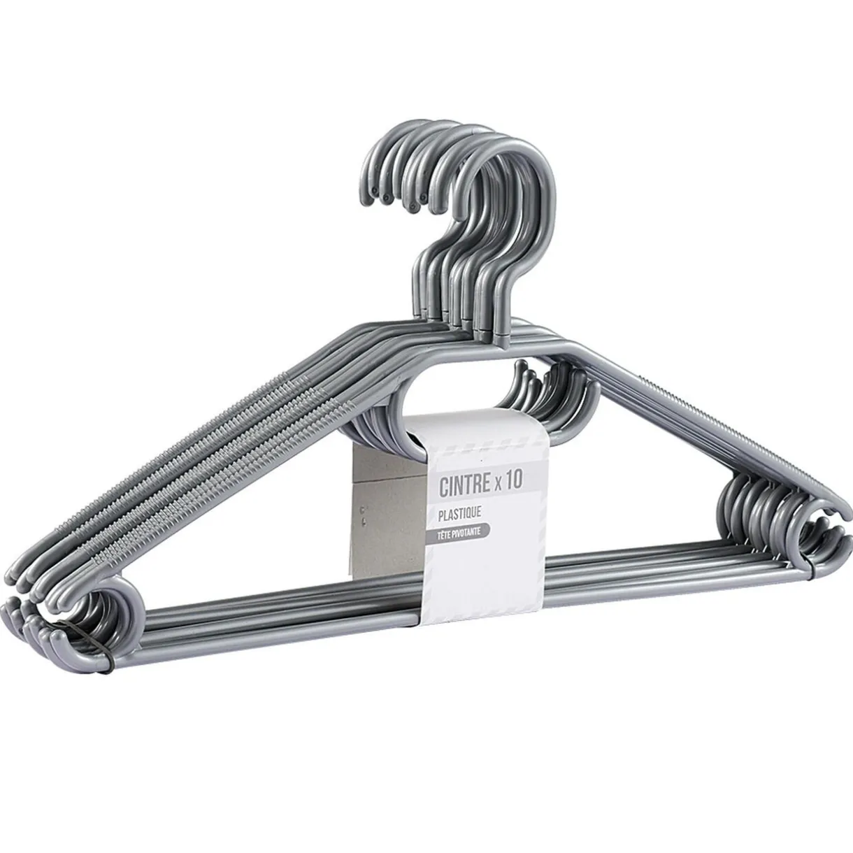 Rangement|Gifi Cintre en plastique gris aspect métal x10