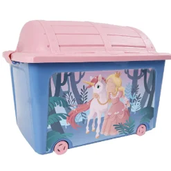 Rangement|Gifi Coffre à jouets design princesse et licorne rose violet 50 L