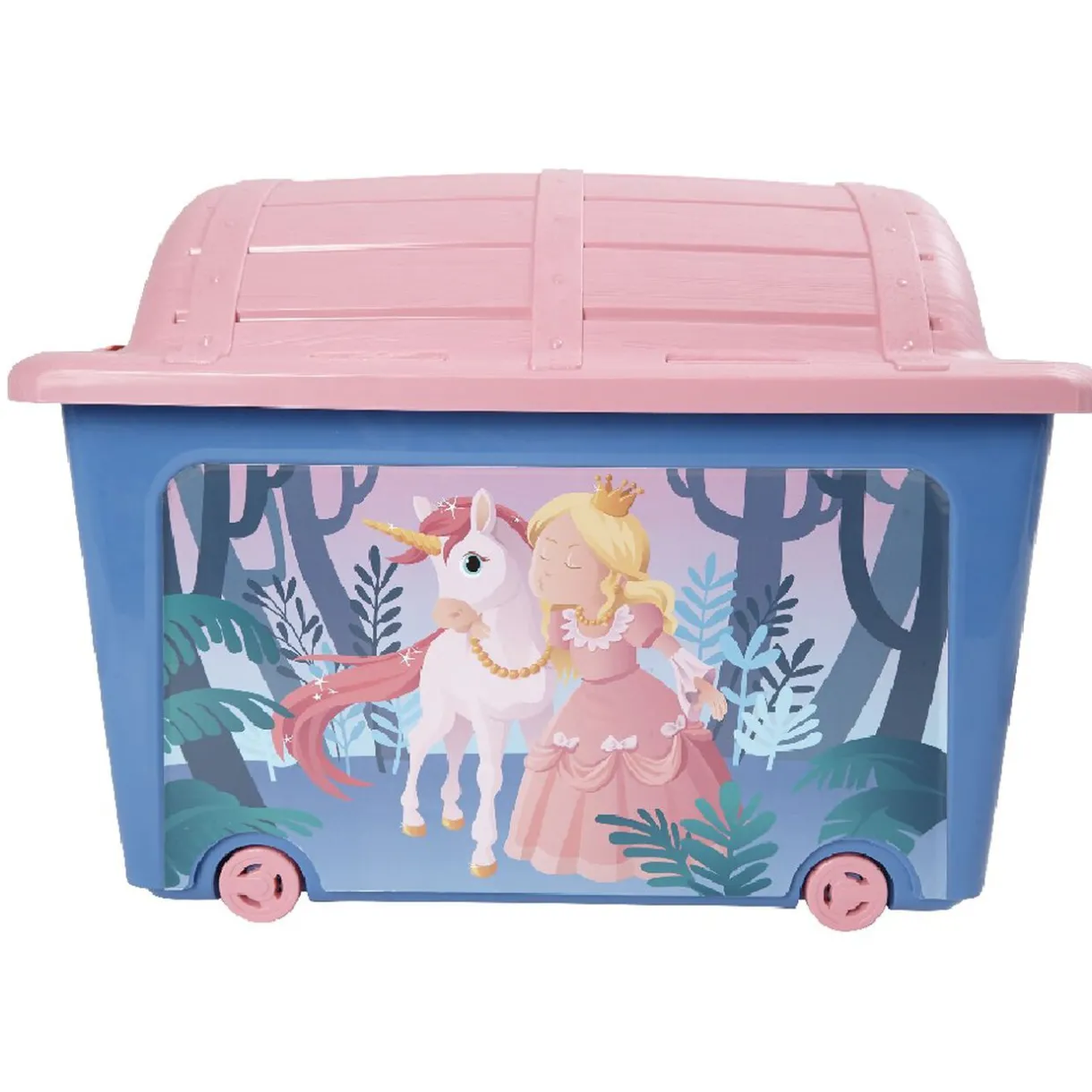 Rangement|Gifi Coffre à jouets design princesse et licorne rose violet 50 L