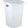 Entretien Du Linge|Gifi Coffre à linge 50 L blanc effet osier
