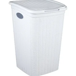 Entretien Du Linge|Gifi Coffre à linge 50 L blanc effet osier