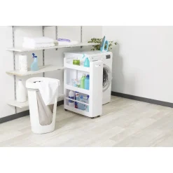 Entretien Du Linge|Gifi Coffre à linge 50 L blanc et gris