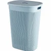 Entretien Du Linge|Gifi Coffre à linge en plastique bleu effet tressé