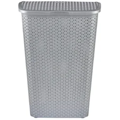 Entretien Du Linge|Gifi Coffre à linge gris argent 55 L