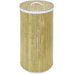 Entretien Du Linge|Gifi Coffre à linge rond en bambou 57L