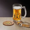 Coffret bière 3 pièces verre décapsuleur et sous-verre - 2 modèles^Gifi New