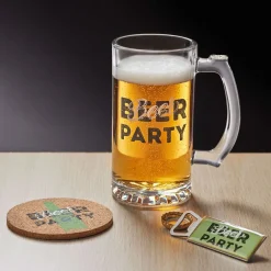 Coffret bière 3 pièces verre décapsuleur et sous-verre - 2 modèles^Gifi New