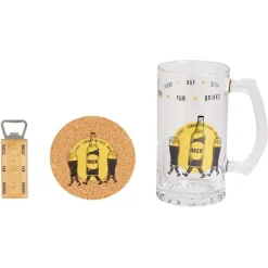 Coffret bière 3 pièces verre décapsuleur et sous-verre - 2 modèles^Gifi New