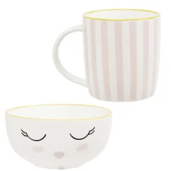 Coffret bol et mug en porcelaine sleepy rose^Gifi Online