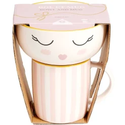 Coffret bol et mug en porcelaine sleepy rose^Gifi Online