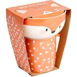 Coffret bol et mug en porcelaine renard orange^Gifi Discount