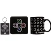 Coffret cadeau Playstation mug sous-verre porte-clé noir et blanc 3pcs^Gifi Hot