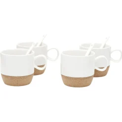 Coffret de 4 tasses expresso blanc et naturel^Gifi Best