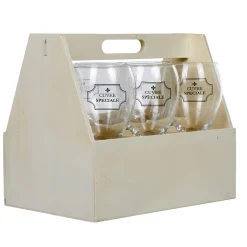 Coffret en bois avec 6 verres à vin "cuvée spéciale"^Gifi Sale