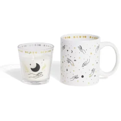Coffret mug 33cl et bougie motif main blanc et noir^Gifi Outlet