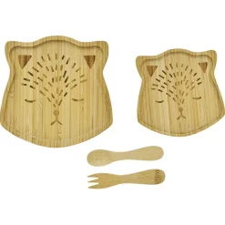 Coffret repas enfant 4 pièces bambou design chat^Gifi Best