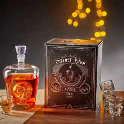 Coffret rhum carafe et verre x4 design tête de mort^Gifi New