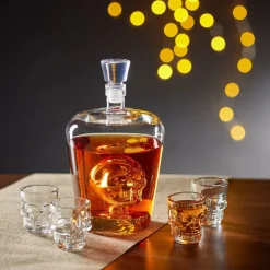 Coffret rhum carafe et verre x4 design tête de mort^Gifi New