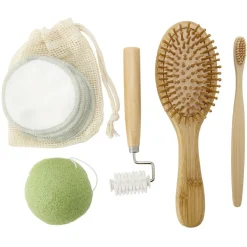 Discount Gifi Coffret salle de bain en bambou 6 pièces