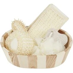 Hot Gifi Coffret set de bain bois crin naturel