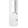 Rangement|Gifi Colonne étagère Adam bois blanc 2 niches 2 portes H.120 cm