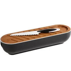 Corbeille 3 en 1 boîte à pain avec planche bambou et couteau^Gifi Sale