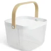 Corbeille à fruit métal mesh blanc et anse bambou^Gifi Outlet