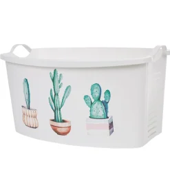 Entretien Du Linge|Gifi Corbeille à linge blanche design cactus 42 L