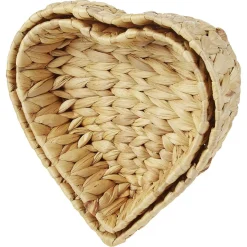 Rangement|Gifi Corbeille forme coeur jacinthe d'eau tressée x2