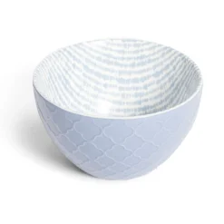 Coupelle porcelaine motif tissé blanc et bleu pastel Ø13xH7,2cm^Gifi Clearance