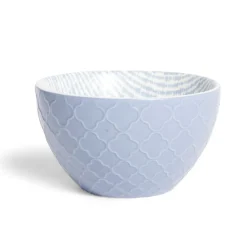 Coupelle porcelaine motif tissé blanc et bleu pastel Ø13xH7,2cm^Gifi Clearance