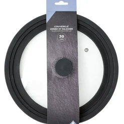 Couvercle en verre avec contour silicone noir Ø 30 cm^Gifi Hot