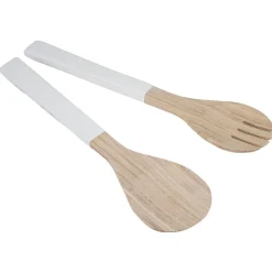 Couverts à salade blanc en bambou x2^Gifi New