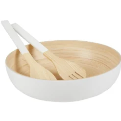 Couverts à salade blanc en bambou x2^Gifi New