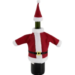 Couvre bouteille forme habit de Père Noël rouge et blanc^Gifi New