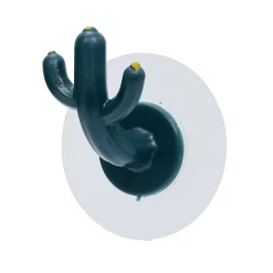 Rangement|Gifi Crochet adhésif cactus x2 bleu canard