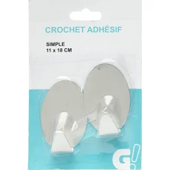 Rangement|Gifi Crochet adhésif simple 11 x 7 cm x2