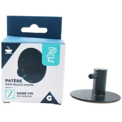 Rangement|Gifi Crochet de salle bain noir à coller